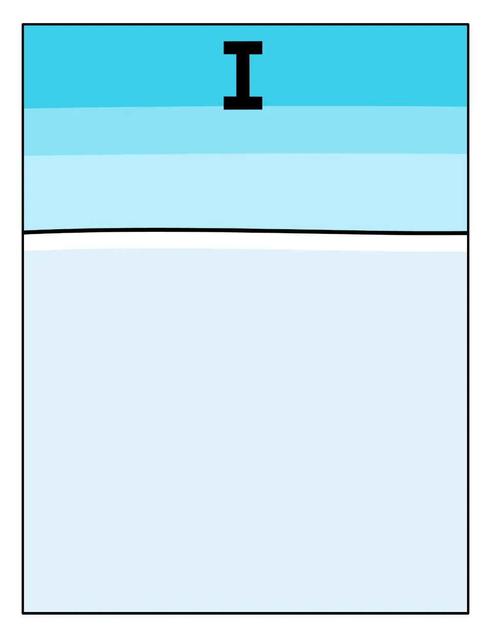Capital I sorting mat: ice rink scene topped by an I where students place each skater card showing the capital letter