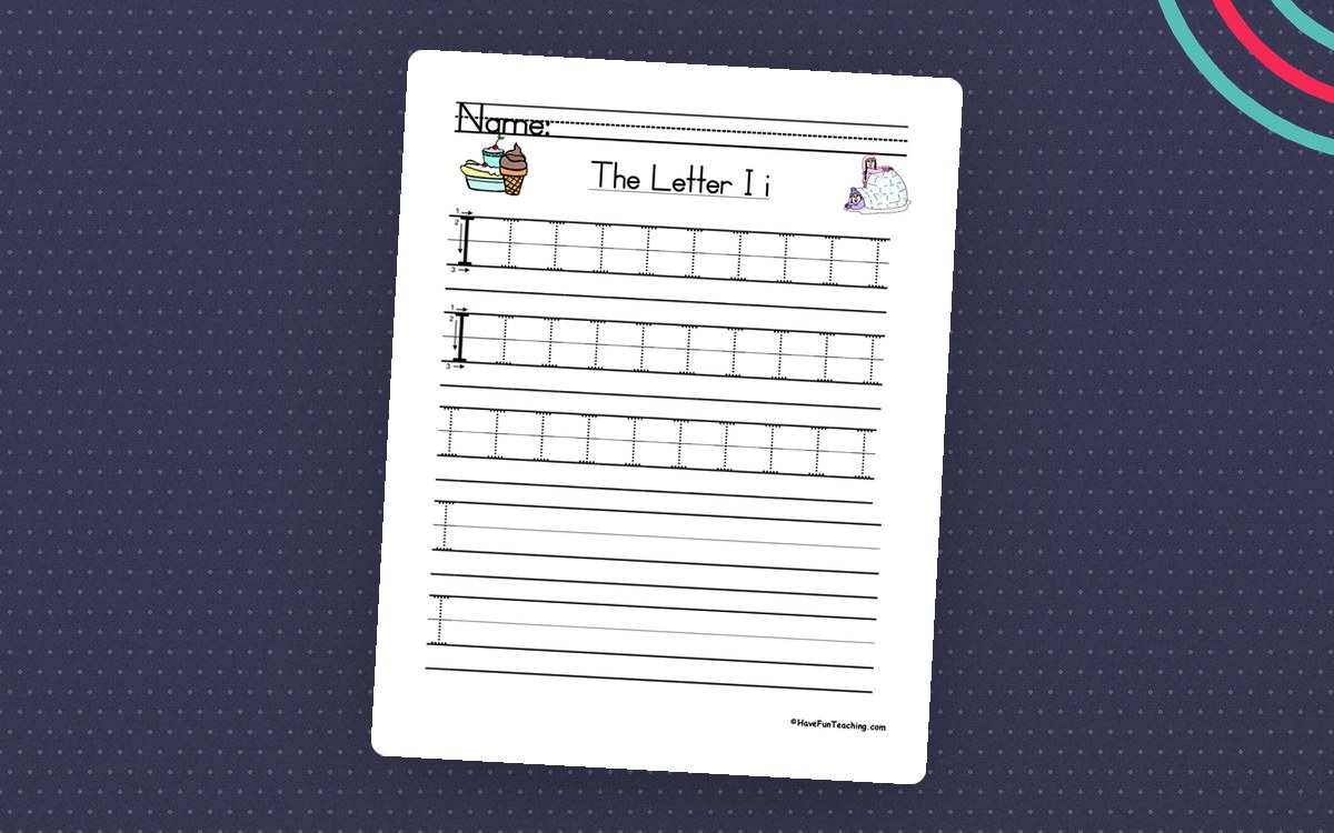 Letter I Handwriting Practice Worksheet teaching resource preview
