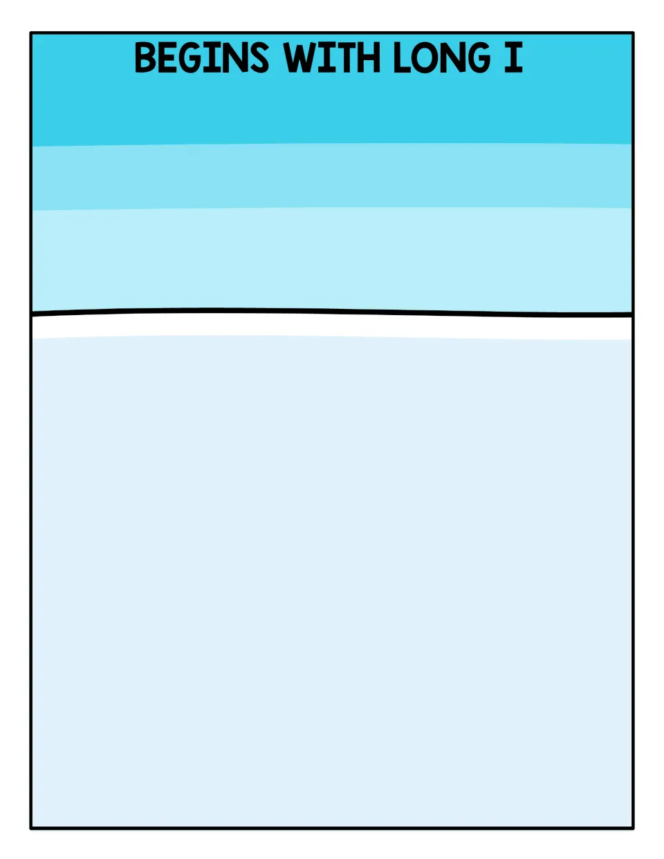 Long I sorting mat: students place skater cards whose picture names begin with the long i sound, as in ice or island