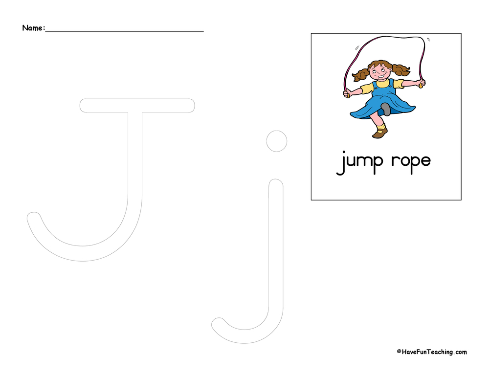 Letter J Tracing Worksheet teaching resource preview