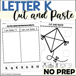 Letter K Cut and Paste Worksheets – cover