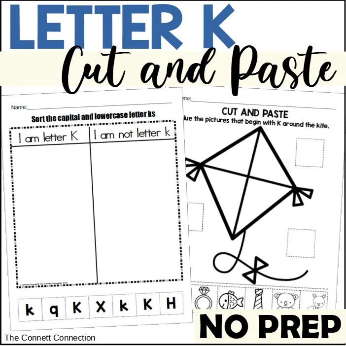 Letter K Cut and Paste Worksheets – cover