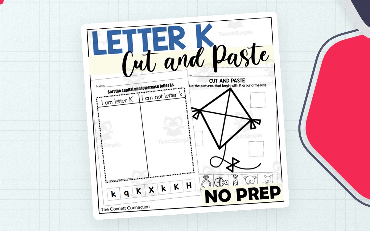 Letter K Cut and Paste Worksheets preview