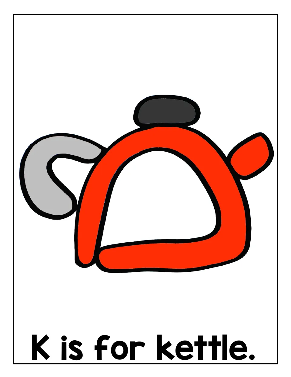 K is for kettle mat: students press playdough onto the red and gray kettle drawing to practise the letter K sound