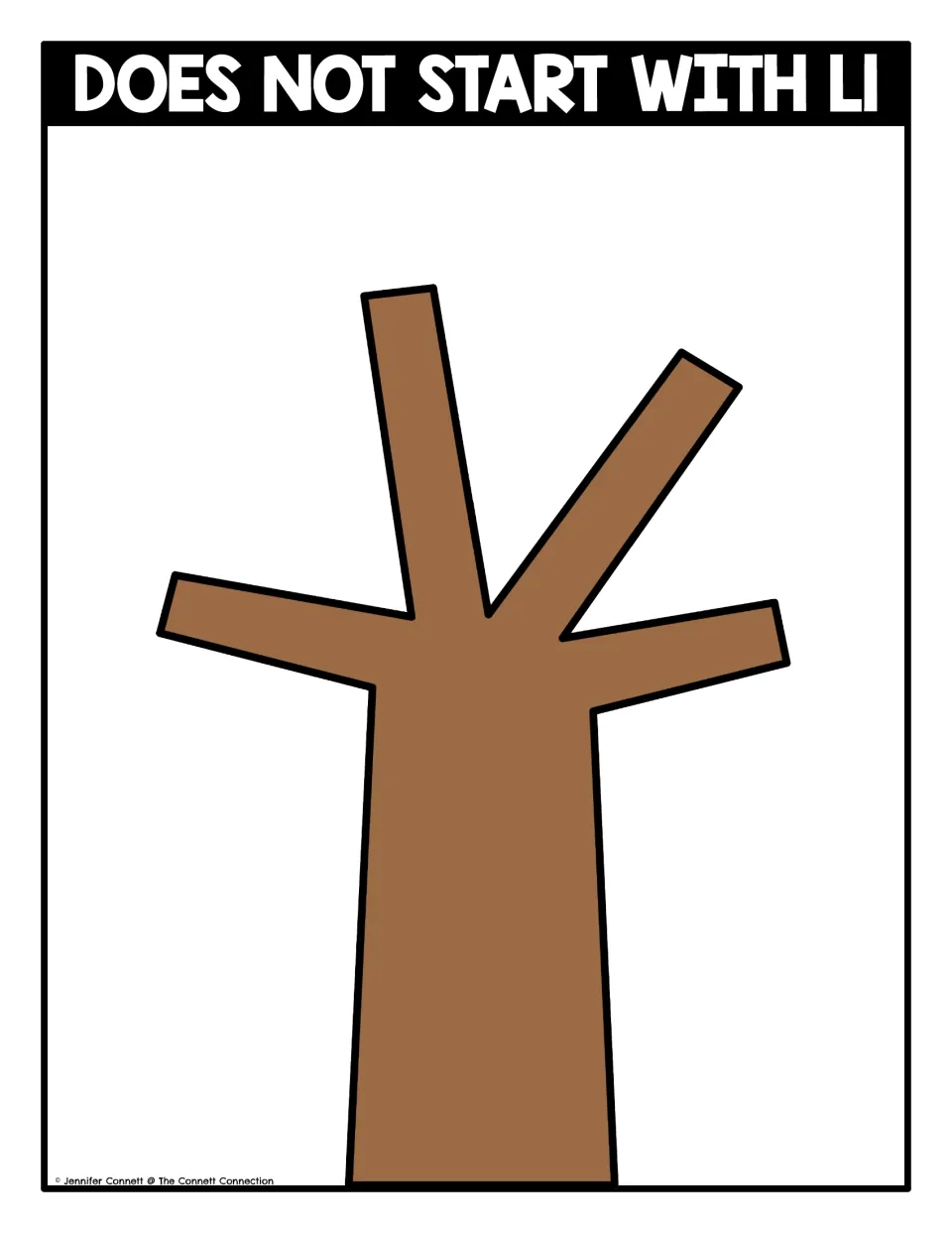 Does Not Start With Ll sorting mat: a bare tree where students place leaf cards whose picture names begin with other sounds