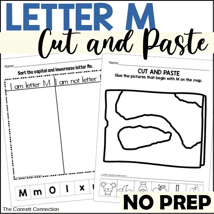 Letter M Cut and Paste Worksheets – cover
