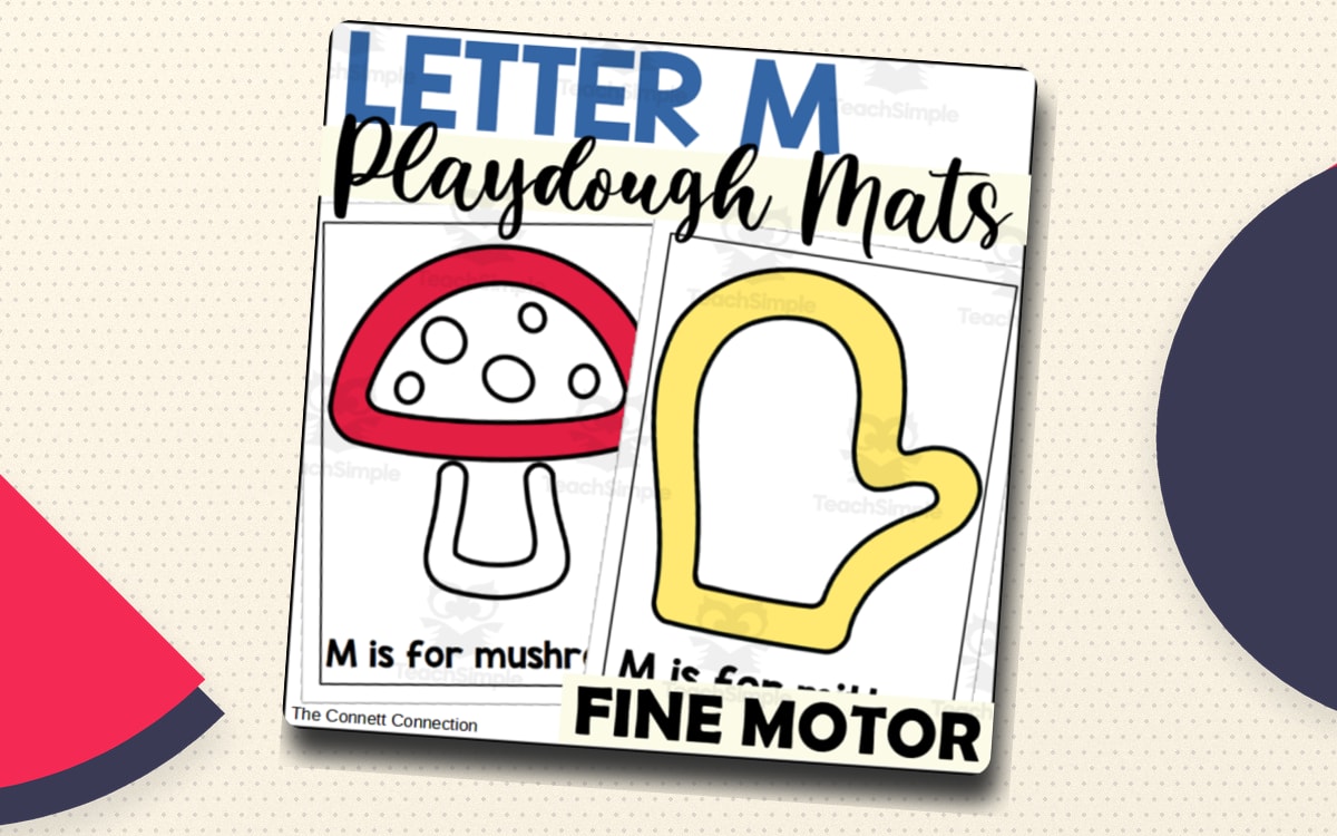Letter M Playdough Mats preview: Mushroom Letter M mat