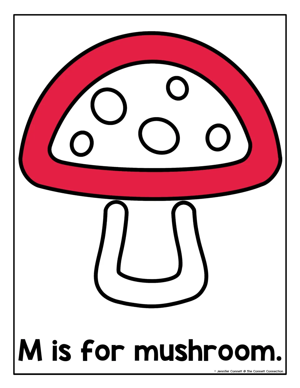 M is for mushroom: students roll playdough to fill a red-spotted mushroom outline and practise the M beginning sound