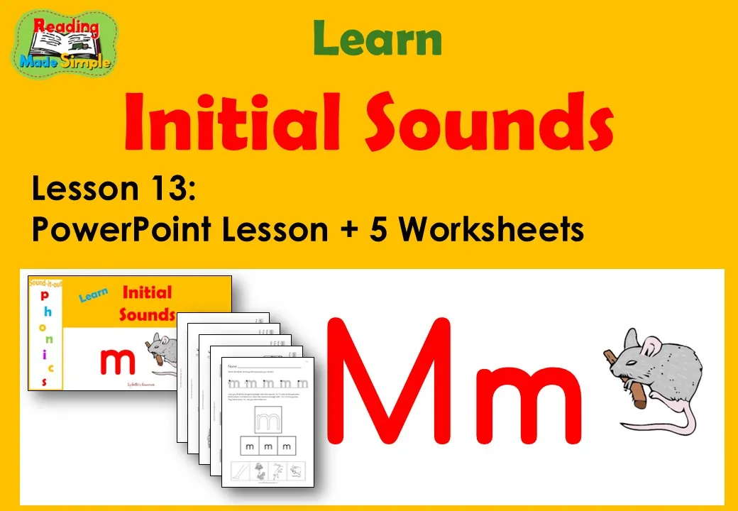 Letter M: PowerPoint and Worksheets: Lesson 13 – cover