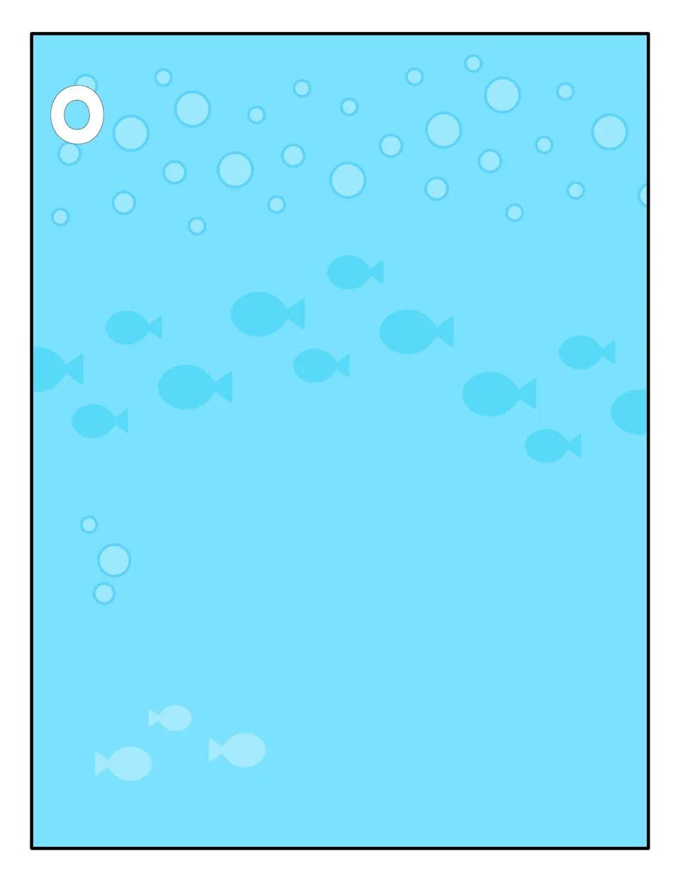 Lowercase o sorting mat: a matching ocean scene where students place octopus cards showing lowercase o letters