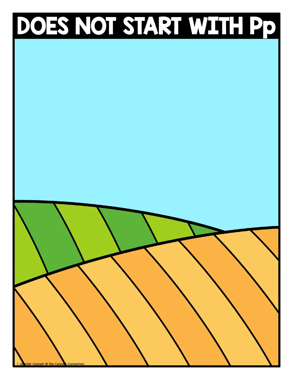 Sorting mat titled Does Not Start With Pp: students place picture cards whose names do not begin with /p/ on the field