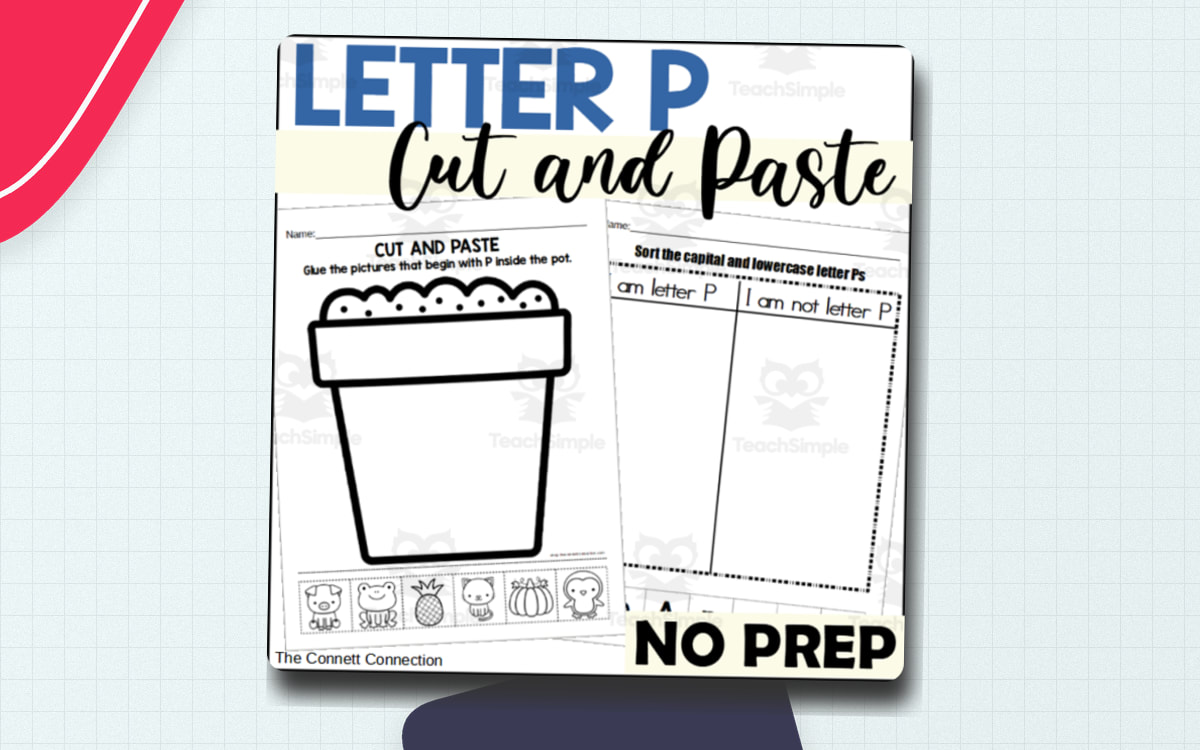 Letter P Cut and Paste Worksheets preview: Beginning-P picture sort