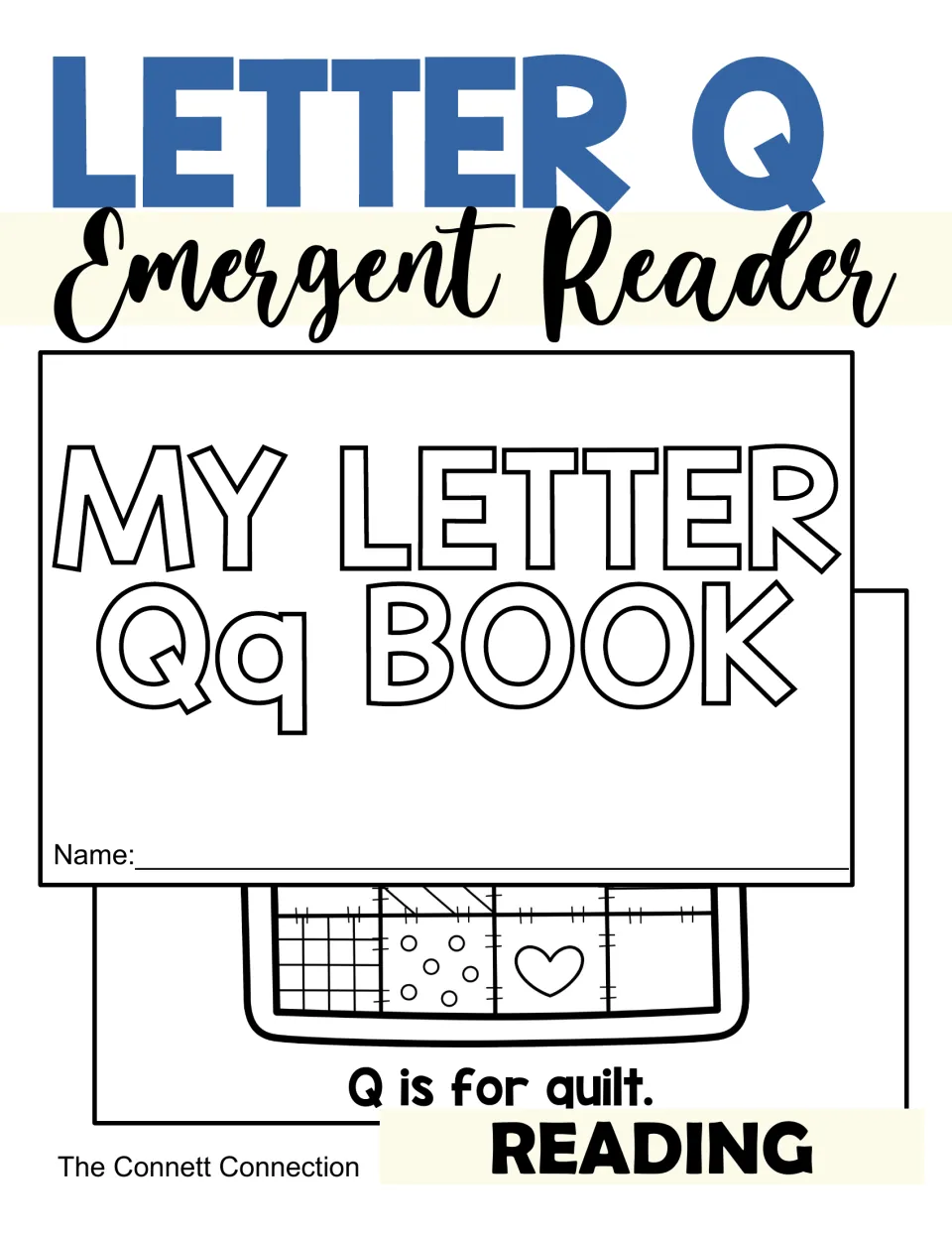 Product cover for the letter Q reader, showing the mini book title 'My Letter Qq Book' and quilt page