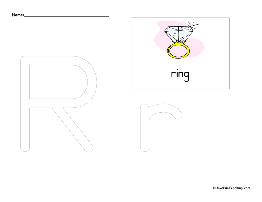 Letter R Tracing Worksheet by Teach Simple