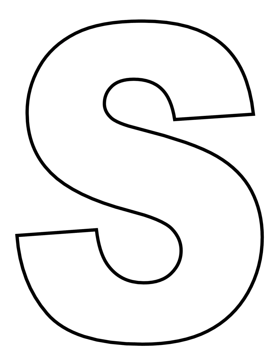 Uppercase S template: a full-page block capital letter outline for students to color, cut out and decorate as a craft