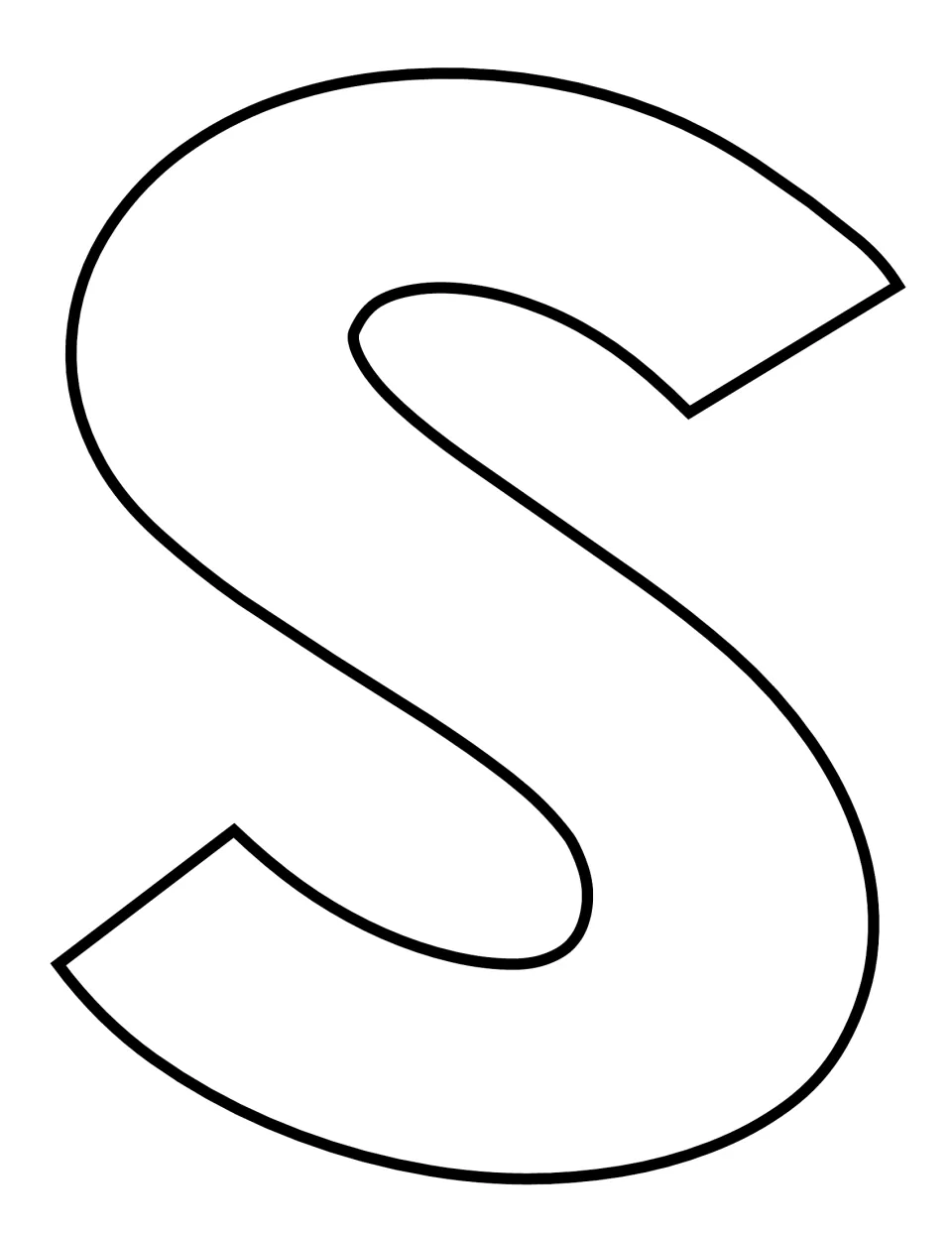 Italic uppercase S template: a slanted full-page capital letter outline for students to color, cut out and decorate