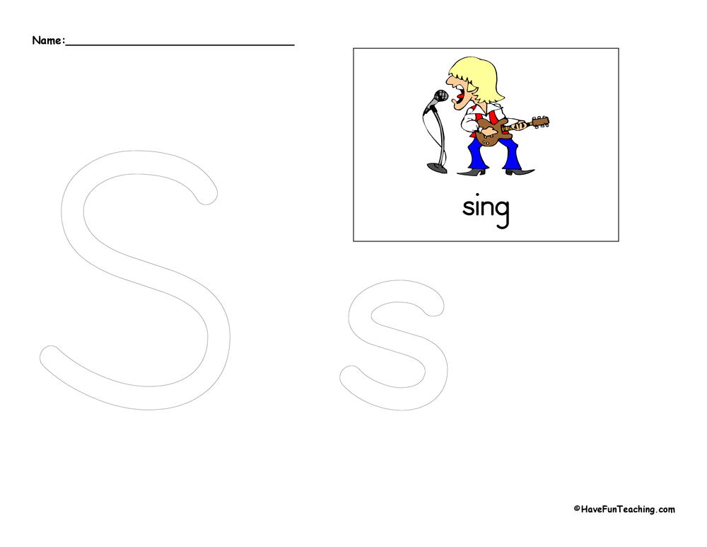 Letter S Tracing Worksheet teaching resource preview