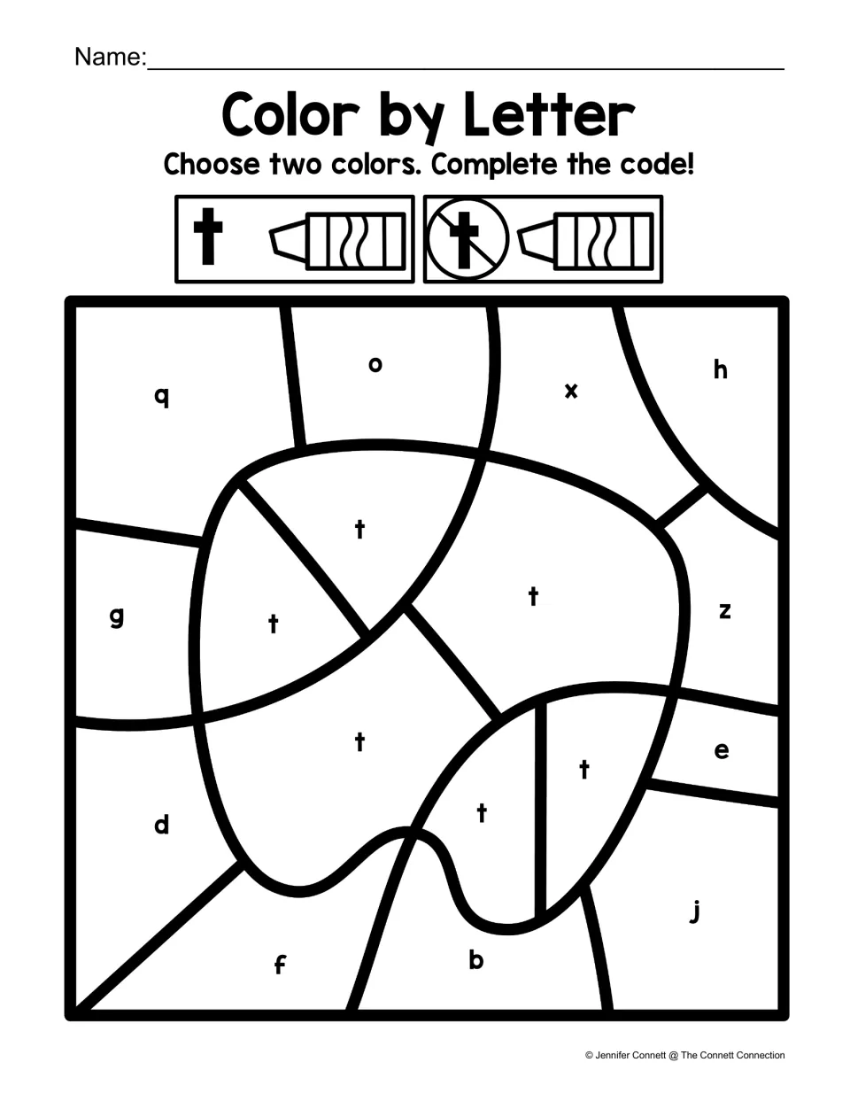 Tooth coloring worksheet: lowercase t marks the tooth, with other lowercase letters in the background.