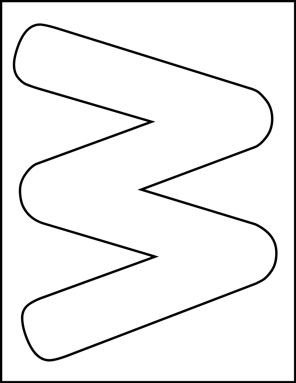 Lowercase w template: a full-page bubble outline of the letter for students to color, trace or fill with pictures