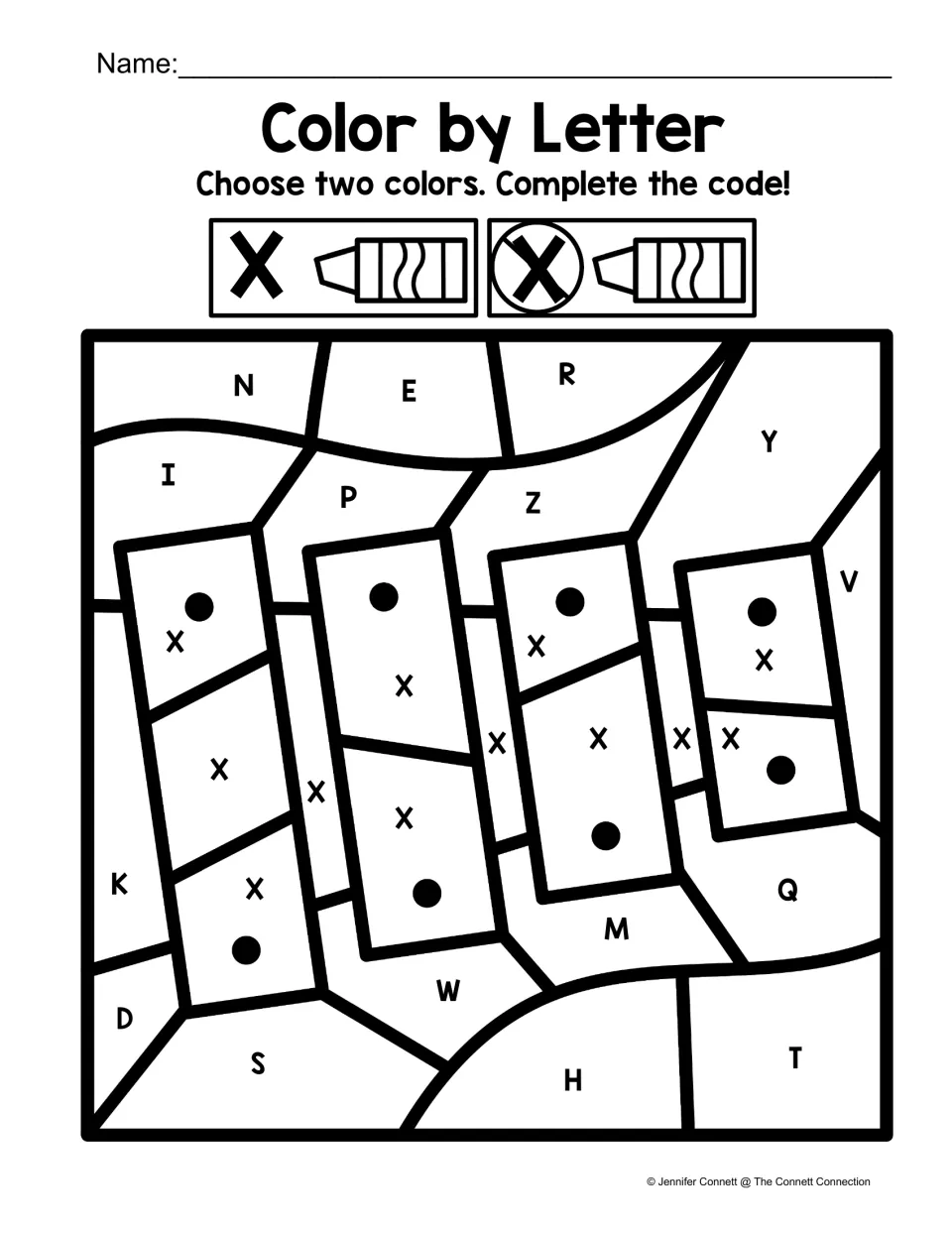 Letter X color-by-code worksheet featuring a xylophone marked with X among other uppercase letters