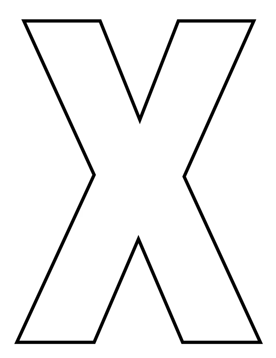 Capital X outline mat for alphabet crafts, featuring one tall block letter with flat ends to decorate