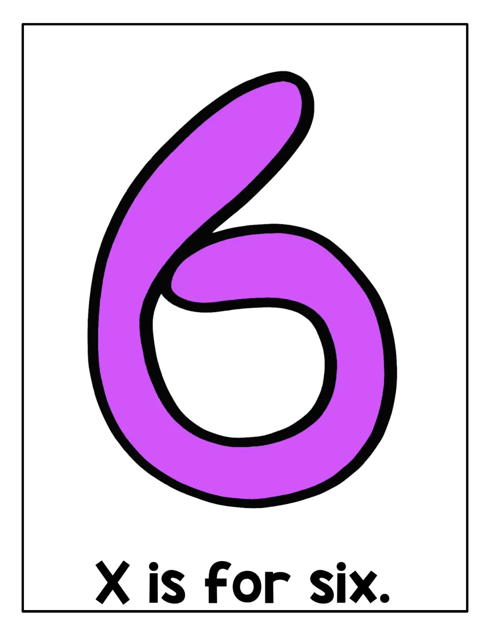 X is for six: students fill a purple numeral 6 with playdough to practise the letter X sound heard at the end of six