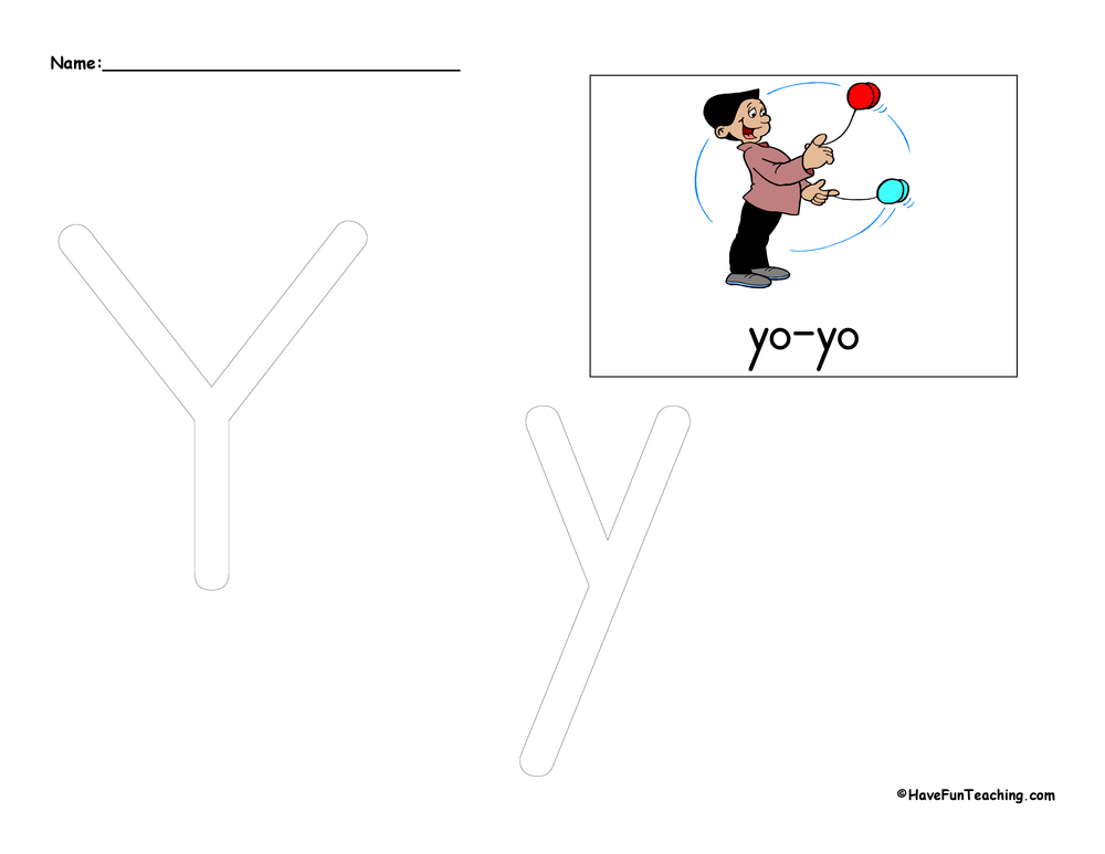 Letter Y Tracing Worksheet teaching resource preview