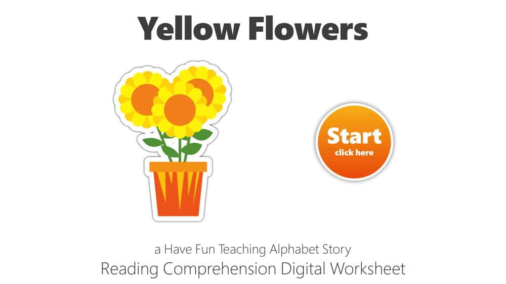 Letter Y Yellow Flowers Reading Comprehension Digital Worksheet by