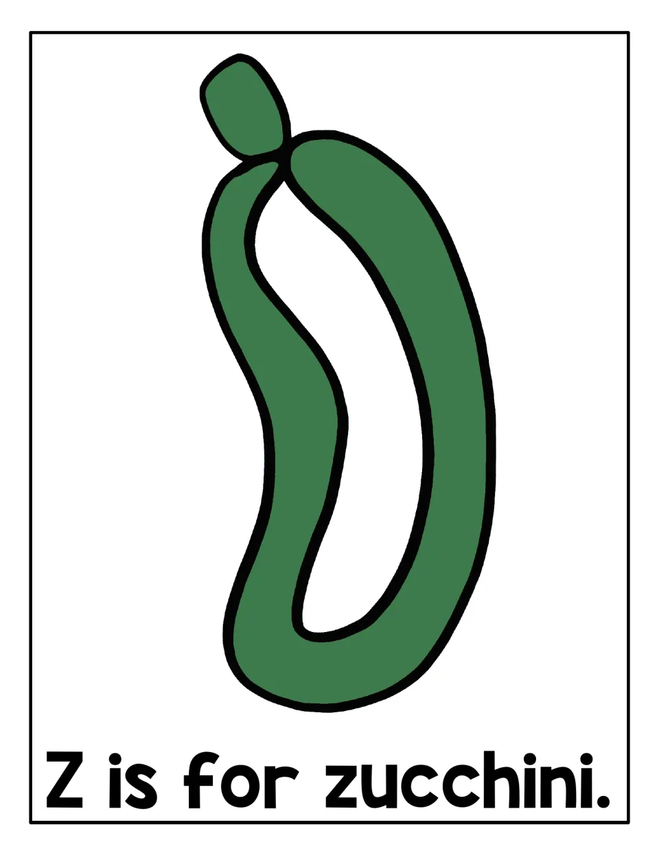 Z is for zucchini: students fill a green zucchini outline with playdough to practise the beginning Z sound