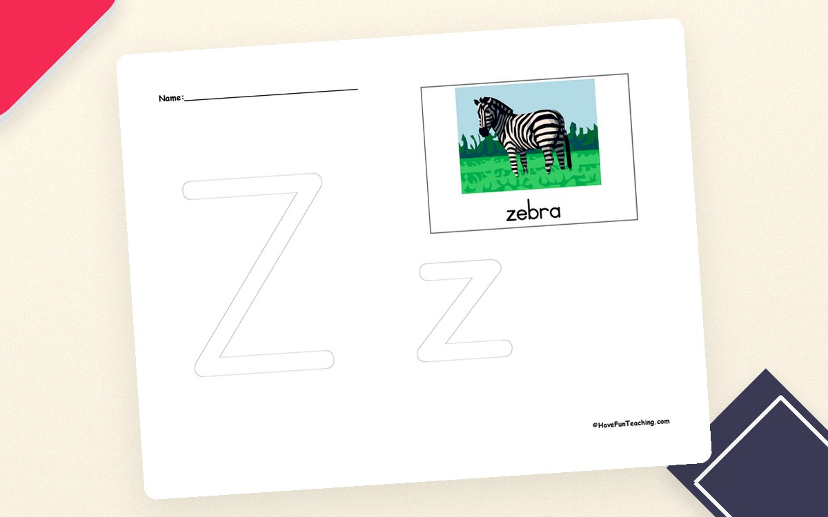 Letter Z Tracing Worksheet preview: One Letter Z handwriting page