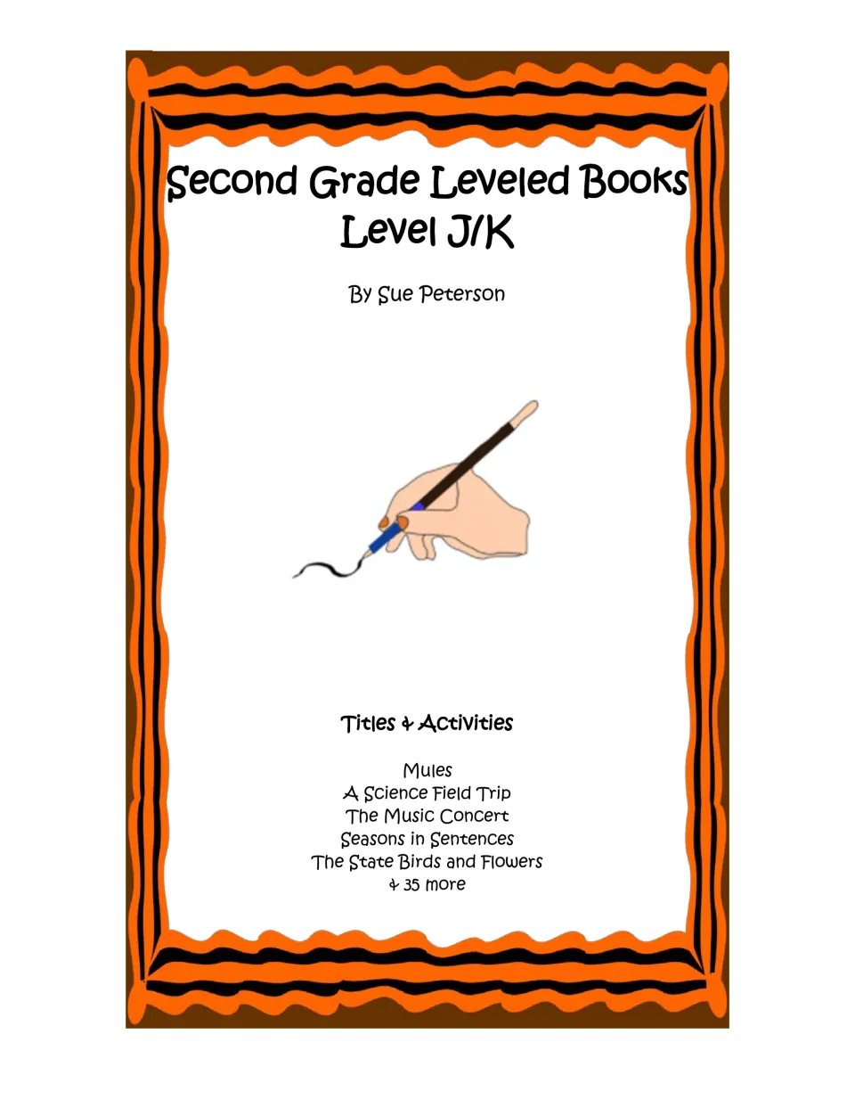 Cover of the second-grade Level J/K book collection by Sue Peterson, listing five titles and 35 more