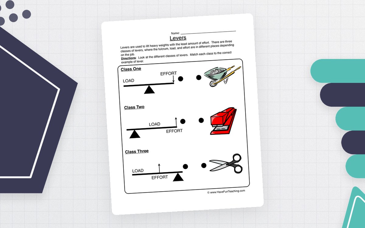 Levers Worksheet preview: Brief lever introduction