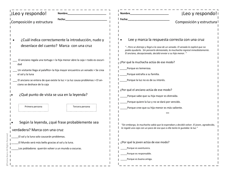Story structure activities cover beginning, middle, ending, point of view, predictions, and character motives