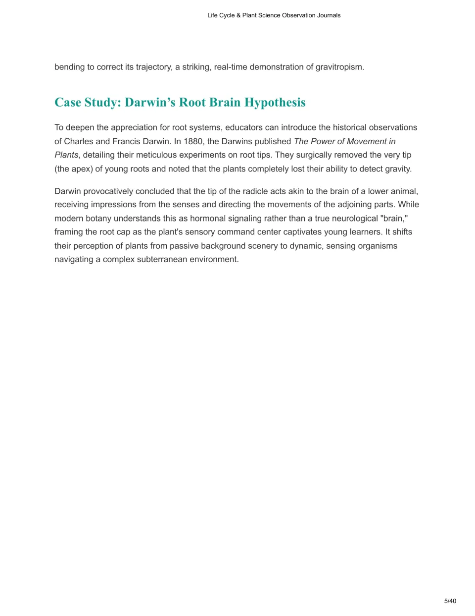 Darwin's root brain hypothesis: 1880 root-tip experiments showing how a root tip senses gravity and steers growth