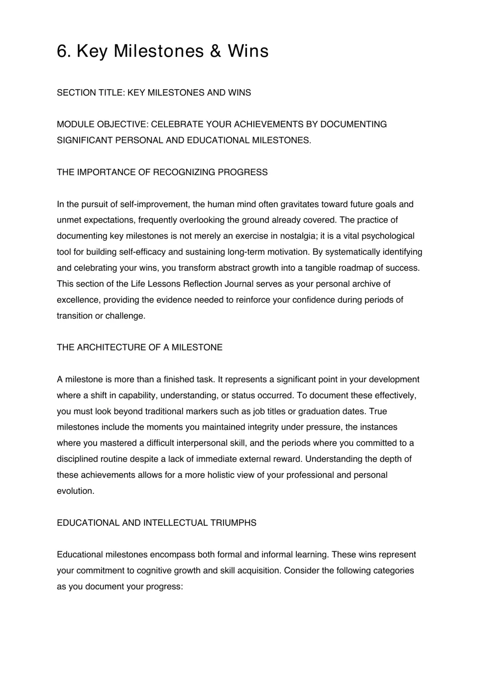 Key milestones and wins: reading on documenting personal and educational achievements and what counts as a milestone