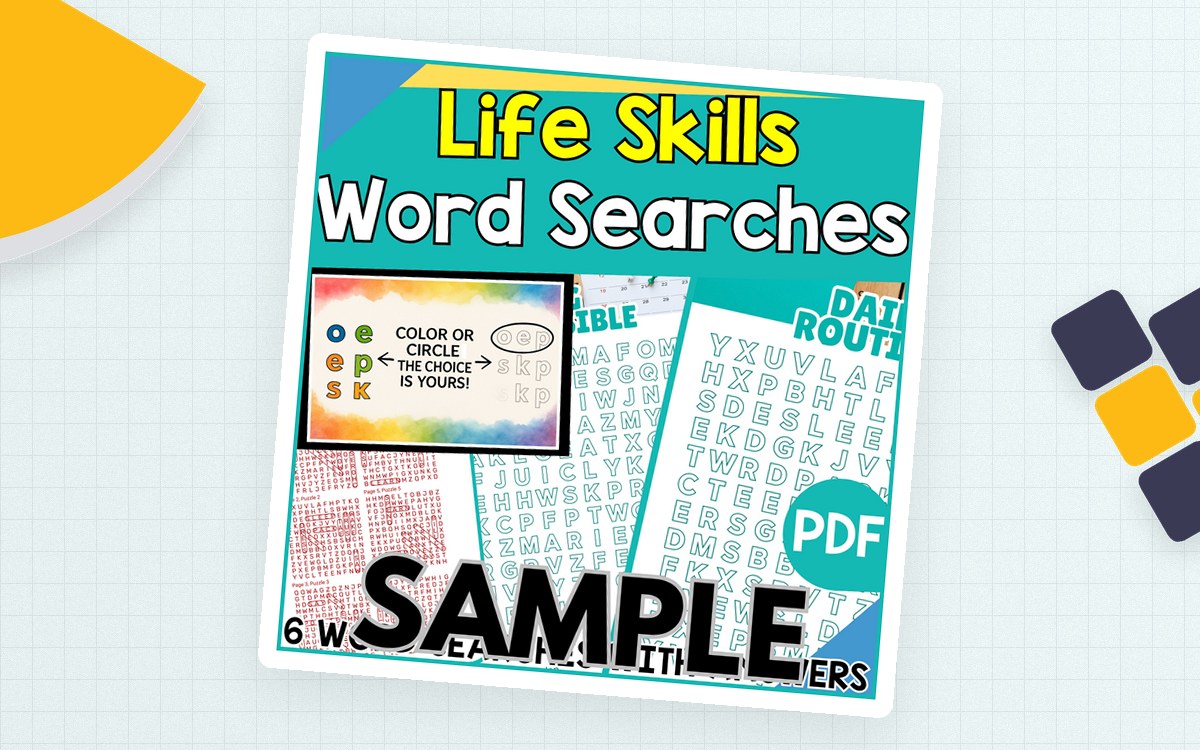 Life Skills Word Searches: 1 Page Sample (PDF) preview
