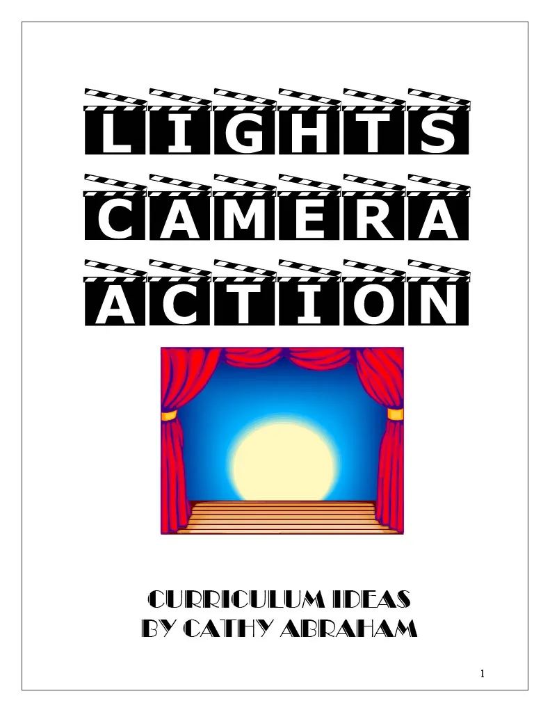 Lights, Camera, Action Preschool Activity Pack – cover