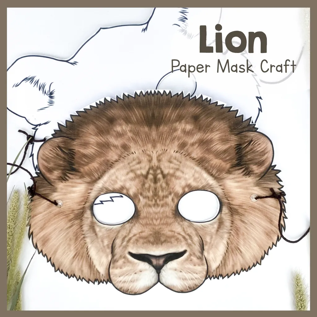 Lion Paper Mask – Printable Animal Craft – cover