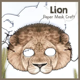 Lion Paper Mask – Printable Animal Craft – cover