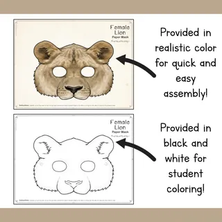 Lion Paper Mask – Printable Animal Craft – sample page 2
