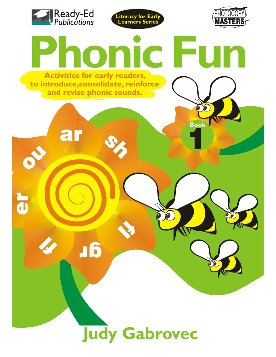 Phonic Fun Book 1 cover identifies activities for early readers to introduce, reinforce, and review sounds.