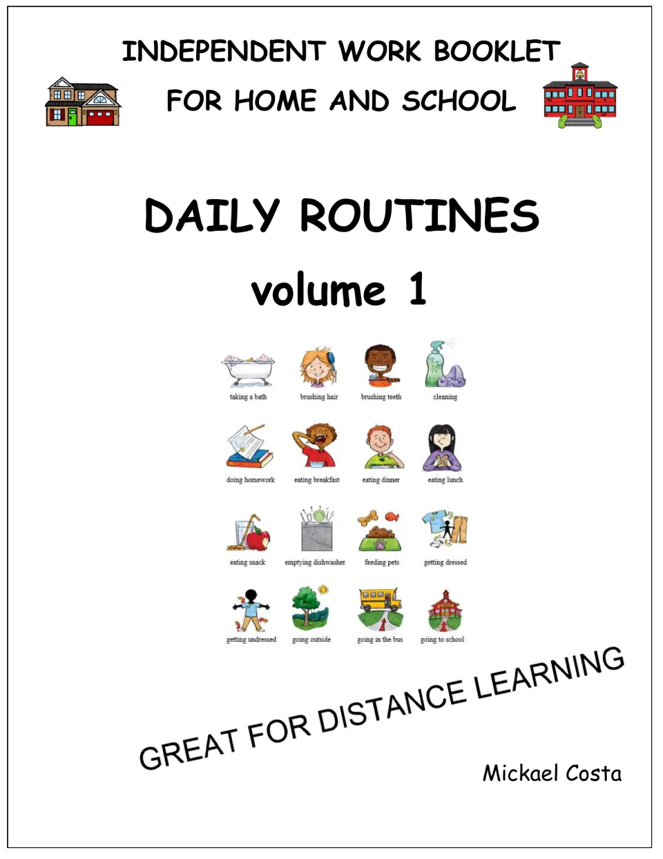 Cover of the daily routines booklet, volume 1, for independent work at home and school by Mickael Costa