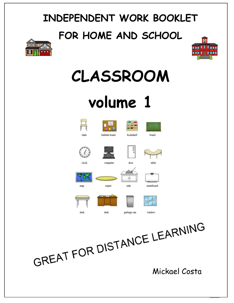 Cover of the classroom vocabulary booklet, volume 1, for independent work at home and school
