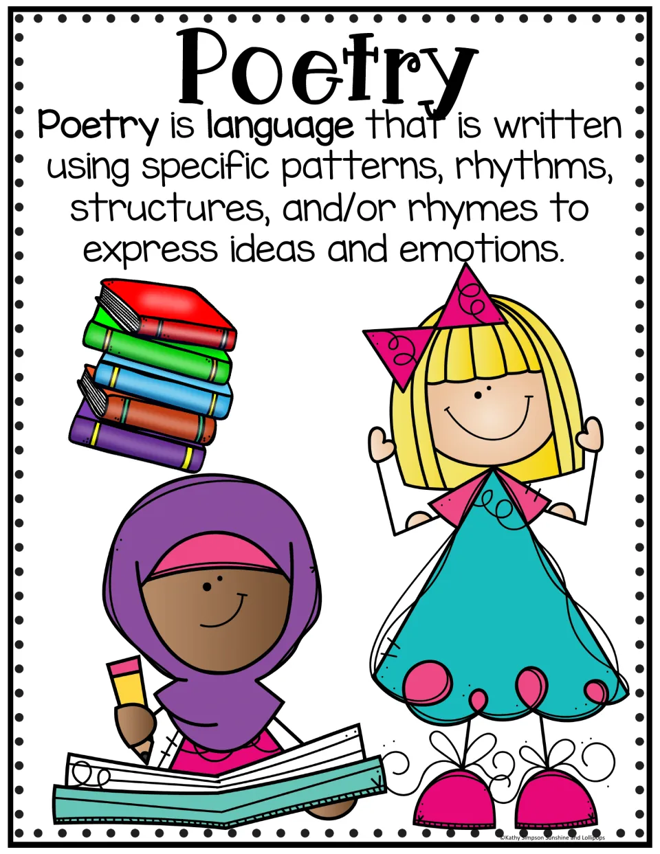 Poetry poster: language written with patterns, rhythms, structures or rhymes to express ideas and emotions