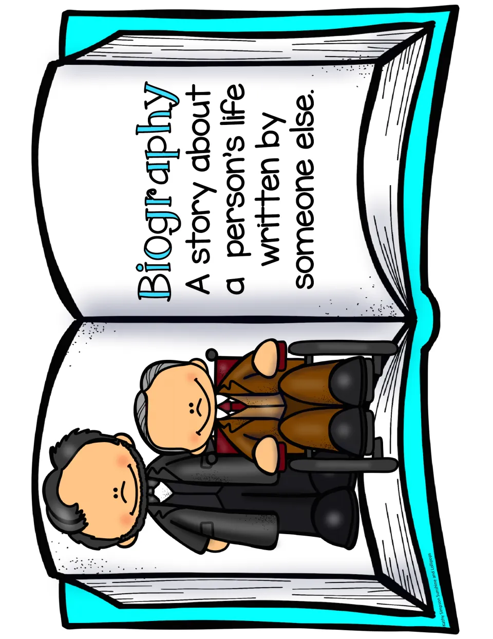 Biography genre poster: a story about a person's life written by someone else, shown with two men in suits