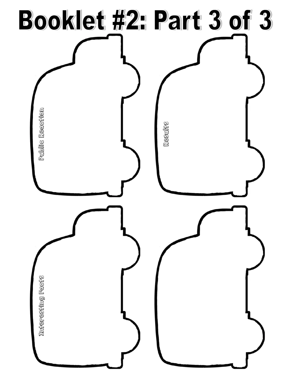 Black-and-white booklet, part 3 of 3: Public Reaction, Results, Interesting Facts, and one blank cutout