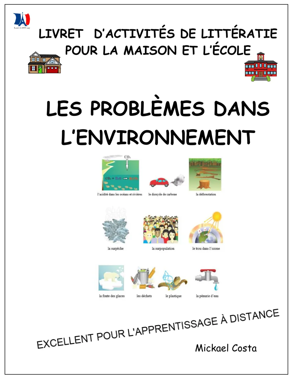 French environmental literacy booklet cover introducing 10 illustrated vocabulary terms for home and school