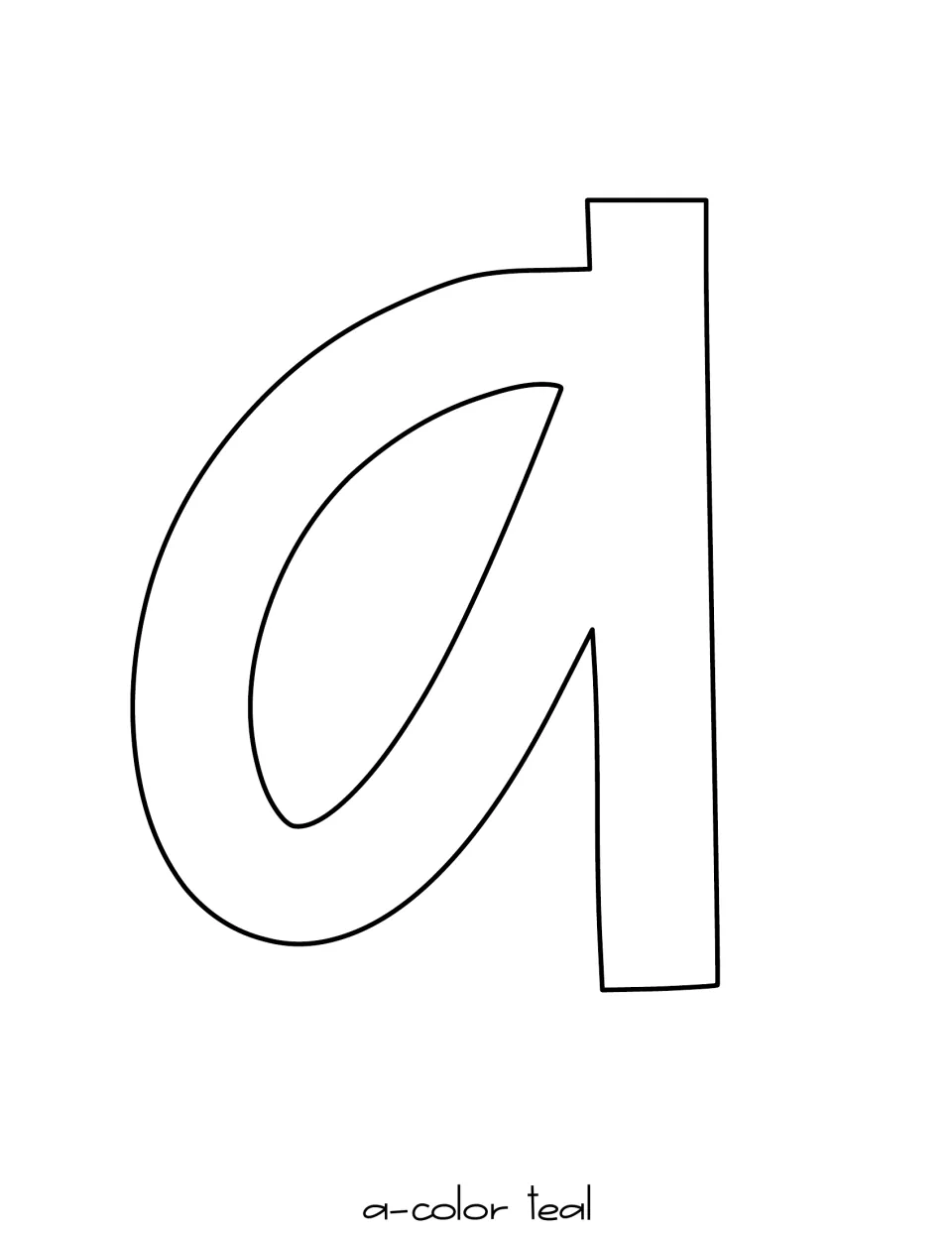 Birthday display title letter a to cut out for the phrase 'have a,' with instructions to color it teal