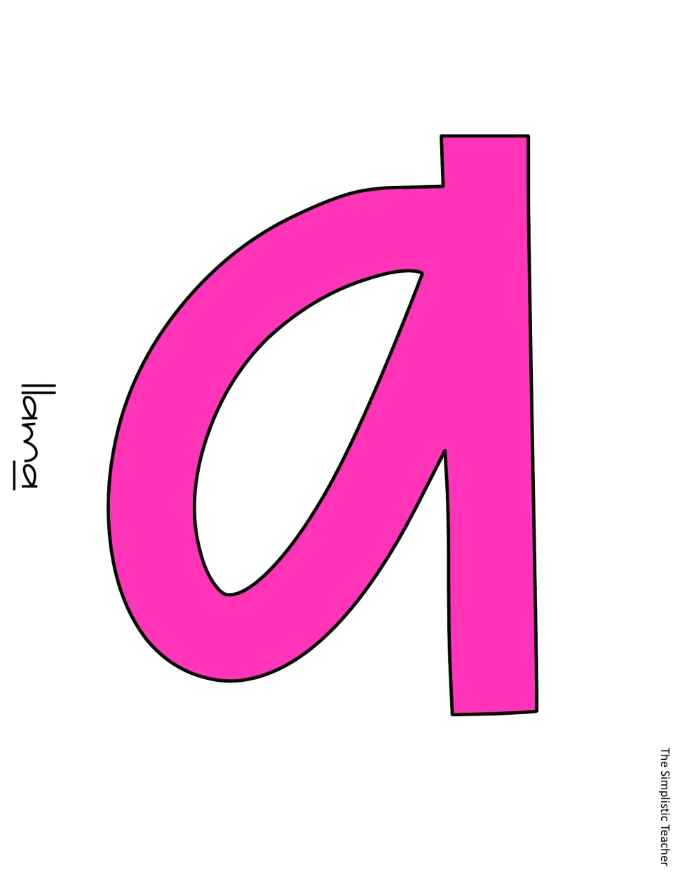 Pink letter a completes “Llama” in the printable title for the Valentine's Day classroom display