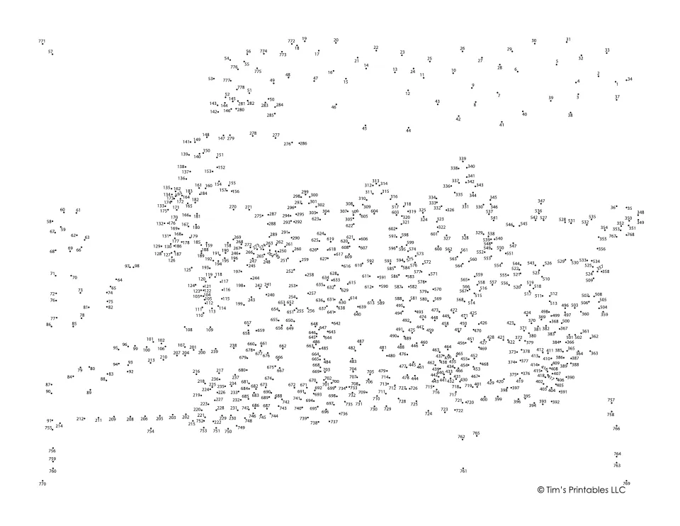 Steam locomotive dot-to-dot: students connect about 770 numbered dots in order to reveal a train with smoke and a cowcatcher
